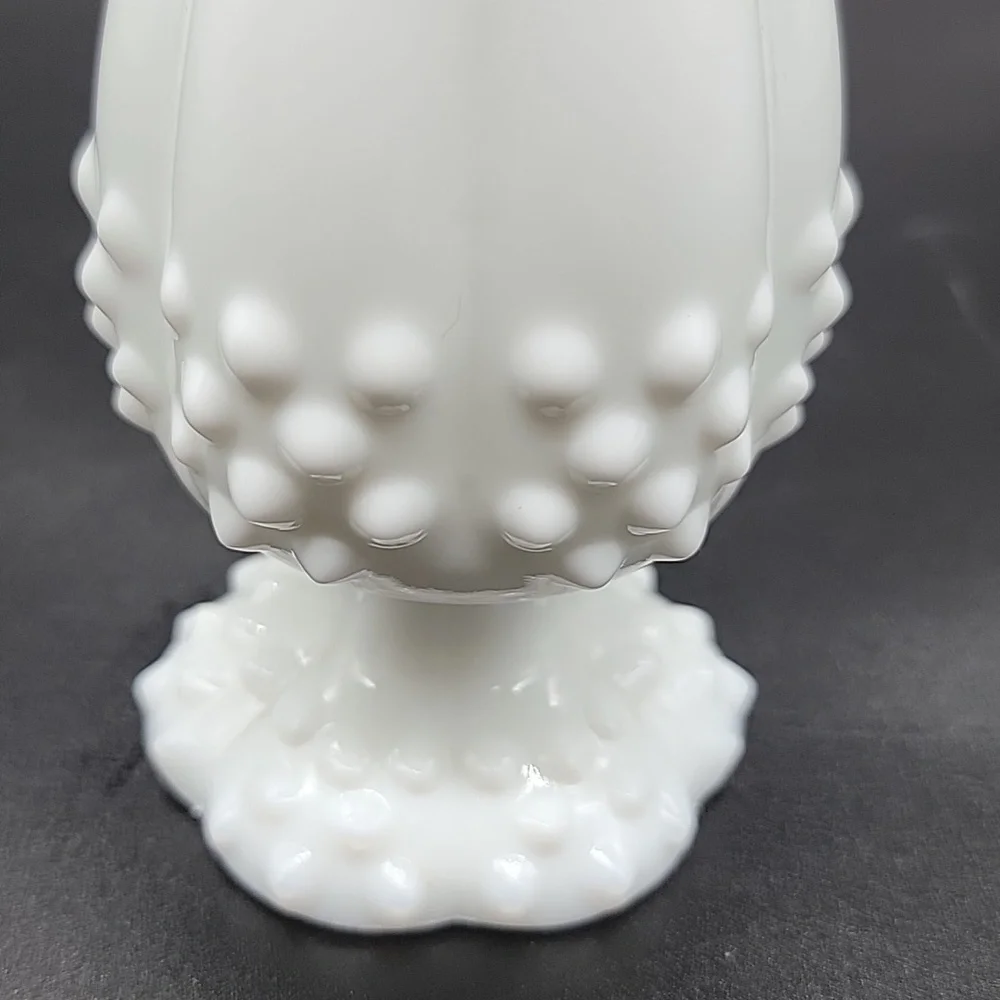 Vintage Fenton Milk Glass Hobnail  Swung Vase 9.5